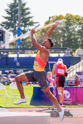 BIRMINGHAM, GREAT BRITAIN - AUGUST 13, 2026 : Leo NEUGEBAUER (GER Germany) competing in the pole vault in the decathlon during the European Athletics Championships at Alexander Stadium on August 13, 2026 in Birmingham, Great Britain. Great Britain Copyright: xLeahxKohringx