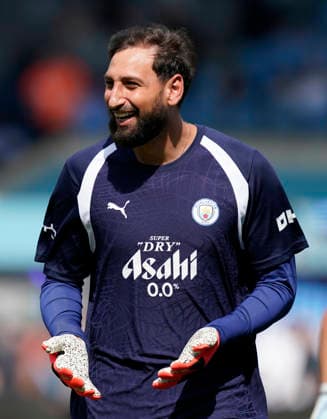 Manchester, England, Gianluigi Donnarumma of Manchester City during a training session at the Joie Stadium, Manchester. Picture date: 13th August 2026. Picture credit should read: Andrew Yates Sportimage EDITORIAL USE ONLY. No use with unauthorised audio, video, data, fixture lists, club league logos or live services. Online in-match use limited to 120 images, no video emulation. No use in betting, games or single club league player publications. SPI_003_Man_City_Training SPI-4902-0003