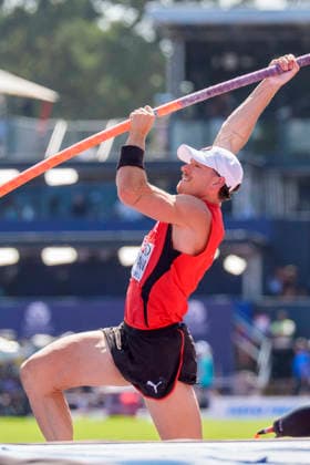 BIRMINGHAM, GREAT BRITAIN - AUGUST 13, 2026 : Nino PORTMANN (SUI Switzerland) competing in the pole vault in the decathlon during the European Athletics Championships at Alexander Stadium on August 13, 2026 in Birmingham, Great Britain. Great Britain Copyright: xLeahxKohringx