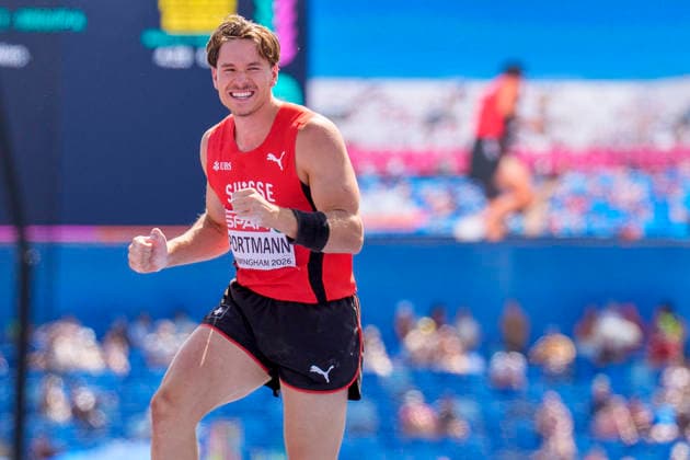 BIRMINGHAM, GREAT BRITAIN - AUGUST 13, 2026 : Nino PORTMANN (SUI Switzerland) competing in the pole vault in the decathlon during the European Athletics Championships at Alexander Stadium on August 13, 2026 in Birmingham, Great Britain. Great Britain Copyright: xLeahxKohringx