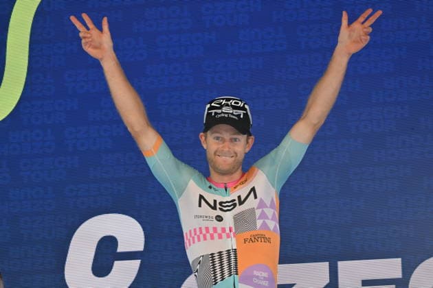 Riley Sheehan of USA won opening stage of the 2026 Czech Tour in Karlovy Vary, Czech Republic, August 13, 2026. (CTKxPhoto SlavomirxKubes) CTKPhotoP2026081305451  CTKPhotoP2026081305451