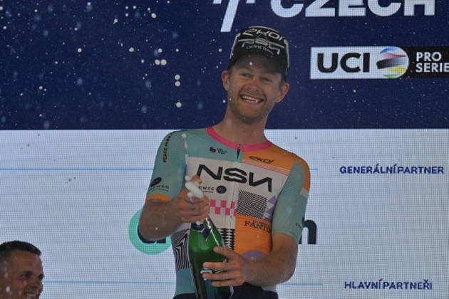 Riley Sheehan of USA won opening stage of the 2026 Czech Tour in Karlovy Vary, Czech Republic, August 13, 2026. (CTKxPhoto SlavomirxKubes) CTKPhotoP2026081305458  CTKPhotoP2026081305458