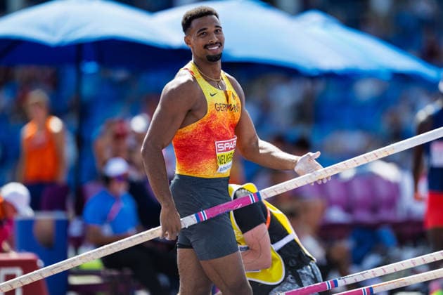 BIRMINGHAM, UNITED KINGDOM - AUGUST 13: Leo Neugebauer of Germany competes in the Men s Decathlon Pole Vault during the European Athletics Championships at Alexander Stadium on August 13, 2026 in Birmingham, United Kingdom. England United Kingdom Copyright: xBEAUTIFULxSPORTS TobiasxLacknerx