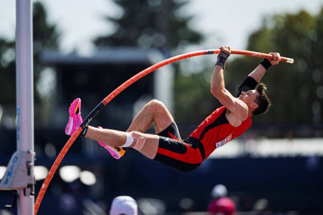 BIRMINGHAM, UNITED KINGDOM - AUGUST 13: Leon Krummenacher of Switzerland competes in the Men s Decathlon Pole Vault during the European Athletics Championships at Alexander Stadium on August 13, 2026 in Birmingham, United Kingdom. England United Kingdom Copyright: xBEAUTIFULxSPORTS TobiasxLacknerx
