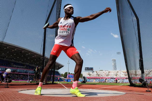 BIRMINGHAM, GREAT BRITAIN - AUGUST 13, 2026: Makenson GLETTY (FRA France) competes in the discus throw of the decathlon during the European Athletics Championships at Alexander Stadium on August 13, 2026 in Birmingham, Great Britain. Great Britain Copyright: xAxelxKohringx