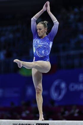 Sanne Wevers, NED, during qualification at 2026 Europeans in Zagreb; 13 08 2026; *** Sanne Wevers, NED, during the qualifying round at the 2026 European Championships in Zagreb on August 13, 2026 