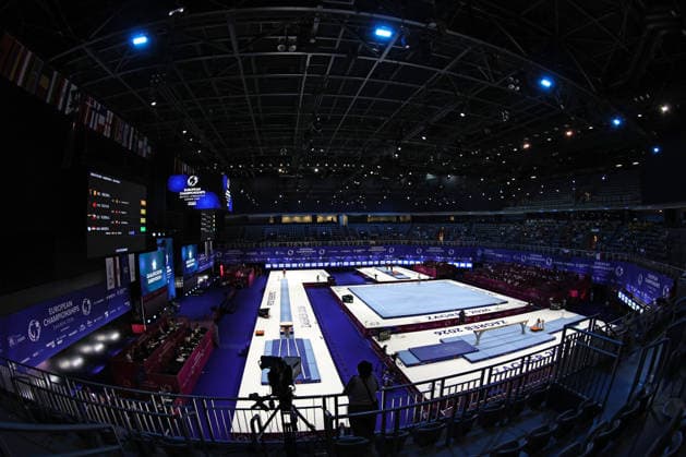 Zagreb arena during qualification at 2026 Europeans in Zagreb; 13 08 2026; *** Zagreb Arena during the qualifying round for the 2026 European Championships in Zagreb on August 13, 2026 
