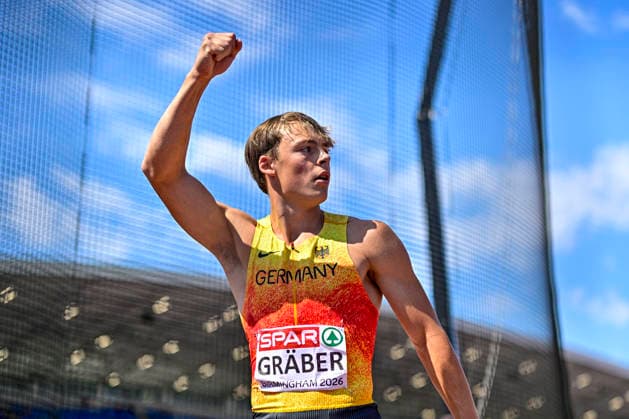Amadeus GRAEBER (Germany, Eintracht Frankfurt, 100m DECATHLON Men) GBR, European Athletics Championships, Athletics, 13.08.2026, GBR, European Athletics Championships, Athletics, 13.08.2026, Birmingham *** Amadeus GRAEBER Germany, Eintracht Frankfurt, Men s 100m Decathlon GBR, European Athletics Championships, Track and Field, August 13, 2026, GBR, European Athletics Championships, Track and Field, August 13, 2026, Birmingham Copyright: xEibnerxPressefoto JanxPapenfussx EP_JPS
