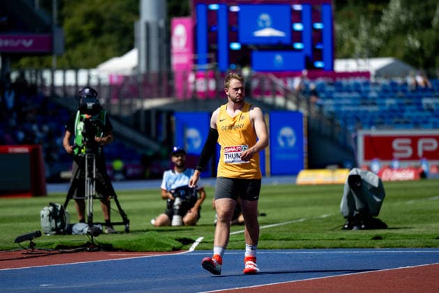 13.08.2026, GBR, Leichtathletik, Europameisterschaft 2026, Morgensession Tag 4, Birmingham Nick Thumm ( Deutschland ), Speerwurf Herren, Qualifikation Birmingham Alexander Stadium England Großbritannien *** August 13, 2026, GBR, Track and Field, 2026 European Championships, Morning Session, Day 4, Birmingham; Nick Thumm (Germany), Men s Javelin Throw, Qualifying Round, Birmingham Alexander Stadium, England, Great Britain Copyright: xNordphoto Memmlerx