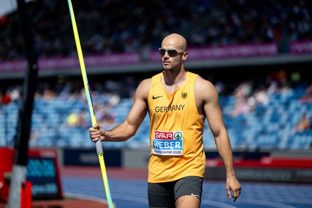 13.08.2026, GBR, Leichtathletik, Europameisterschaft 2026, Morgensession Tag 4, Birmingham Julian Weber ( Deutschland ), Speerwurf Herren, Qualifikation Birmingham Alexander Stadium England Großbritannien *** August 13, 2026, GBR, Track and Field, 2026 European Championships, Morning Session, Day 4, Birmingham; Julian Weber, Germany, Men s Javelin Throw, Qualifying Round, Alexander Stadium, Birmingham, England, Great Britain Copyright: xNordphoto Memmlerx