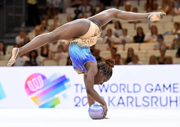 13.08.2026, xhbx, Rhythmische Sportgymnastik Weltmeisterschaft 2026, v.l. Emilia Ekandjo (Namibia) Ball (DFL DFB REGULATIONS PROHIBIT ANY USE OF PHOTOGRAPHS as IMAGE SEQUENCES and or QUASI-VIDEO) Frankfurt am Main *** August 13, 2026, xhbx, 2026 Rhythmic Gymnastics World Championships, from left: Emilia Ekandjo, Namibia, Ball, DFL, DFB. REGULATIONS PROHIBIT ANY USE OF PHOTOGRAPHS AS IMAGE SEQUENCES AND OR QUASI-VIDEO. Frankfurt am Main
