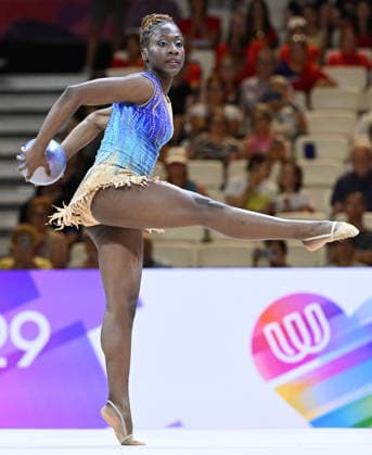 13.08.2026, xhbx, Rhythmische Sportgymnastik Weltmeisterschaft 2026, v.l. Emilia Ekandjo (Namibia) Ball (DFL DFB REGULATIONS PROHIBIT ANY USE OF PHOTOGRAPHS as IMAGE SEQUENCES and or QUASI-VIDEO) Frankfurt am Main *** August 13, 2026, xhbx, 2026 Rhythmic Gymnastics World Championships, from left: Emilia Ekandjo, Namibia, Ball, DFL, DFB. REGULATIONS PROHIBIT ANY USE OF PHOTOGRAPHS AS IMAGE SEQUENCES AND OR QUASI-VIDEO. Frankfurt am Main