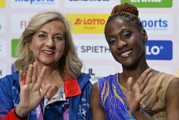 13.08.2026, xhbx, Rhythmische Sportgymnastik Weltmeisterschaft 2026, v.l. Emilia Ekandjo (Namibia) Ball (DFL DFB REGULATIONS PROHIBIT ANY USE OF PHOTOGRAPHS as IMAGE SEQUENCES and or QUASI-VIDEO) Frankfurt am Main *** August 13, 2026, xhbx, 2026 Rhythmic Gymnastics World Championships, from left: Emilia Ekandjo, Namibia, Ball, DFL, DFB. REGULATIONS PROHIBIT ANY USE OF PHOTOGRAPHS AS IMAGE SEQUENCES AND OR QUASI-VIDEO. Frankfurt am Main