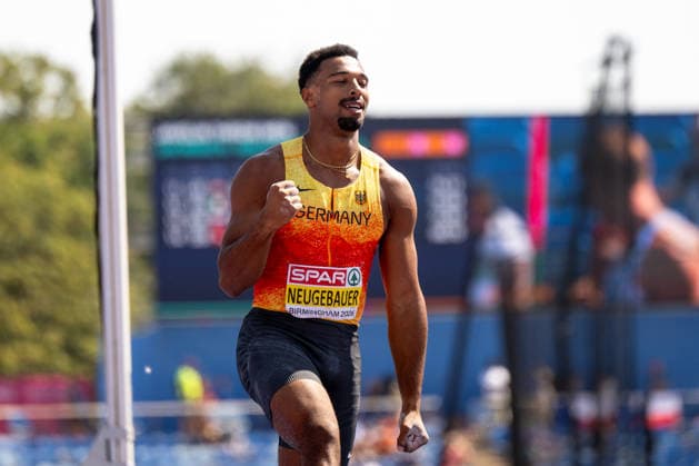 13.08.2026, GBR, Leichtathletik, Europameisterschaft 2026, Morgensession Tag 4, Birmingham Leo Neugebauer ( Deutschland ) jubelt über einen guten Sprung, Zehnkampf Herren, Stabhochsprung Birmingham Alexander Stadium England Großbritannien *** August 13, 2026, GBR, Track and Field, 2026 European Championships, Morning Session, Day 4, Birmingham; Leo Neugebauer of Germany celebrates a good jump, Men s Decathlon, Pole Vault, Birmingham Alexander Stadium, England, Great Britain Copyright: xNordphoto Memmlerx