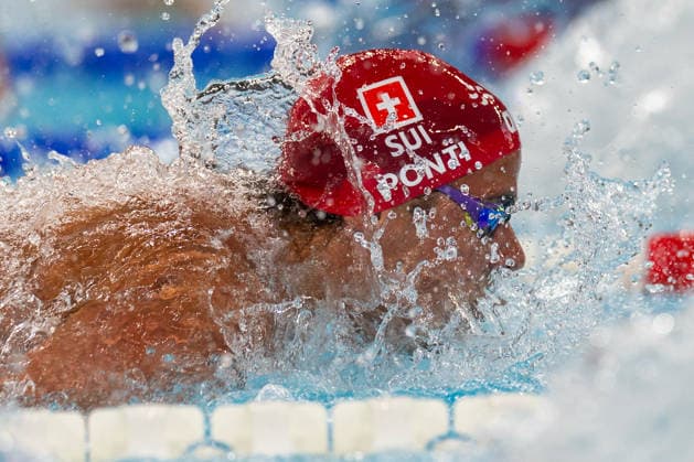 SWIMMING - EAC 2026 PARIS,FRANCE,13.AUG.26 - SWIMMING - European Aquatics Championships Paris 2026, 100m butterfly, men. Image shows Noe Ponti (SUI).  GEPAxpictures xPhilippxBrem