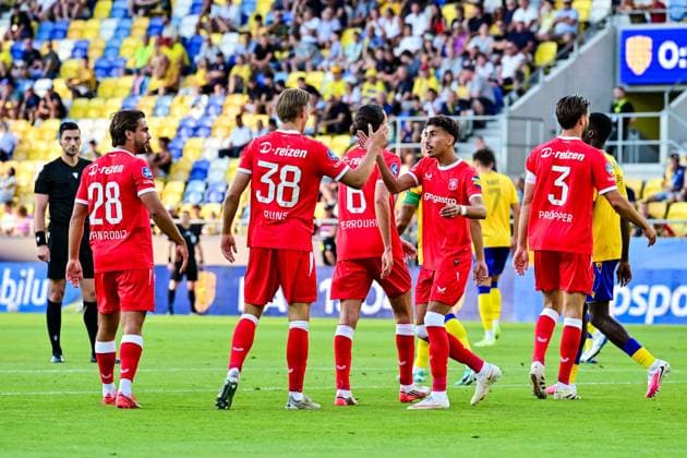 Dunajska Streda , 13Ã08-2026 , MOL Arena , season 2026 2027 , UEFA Conference League play-off football , match between FC DAC 1904 and FC Twente , picture shows goal celebration by FC Twente player Max Bruns DAC 1904 - Twente  x205679334x Copyright: