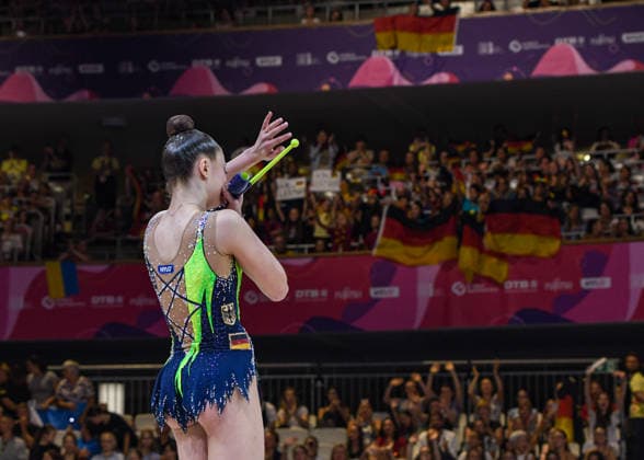 August 13, 2026, Frankfurt, Hesse, Germany: German gymnast LADA PUSCH competes in the 42nd Rhythmic gymnastics, Rhythmische Sportgymnastik, RSG World Championships qualifiers in the Festhalle in Frankfurt, Hesse, Germany on Thursday, August 13, 2026. 2026 Rhythmic Gymnastics World Championships Qualifying  - ZUMAd168 20260813_zsp_d168_030 Copyright: xKaixDambachx