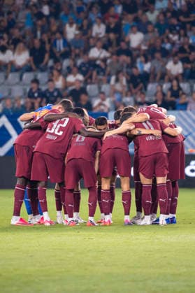 SOCCER - UEFA EL, Pafos vs RBS LIMASSOL,CYPRUS,13.AUG.26 - SOCCER - UEFA Europa League, qualification, Pafos FC vs Red Bull Salzburg. Image shows the team of RBS.  GEPAxpictures xXenophonxKarakalo