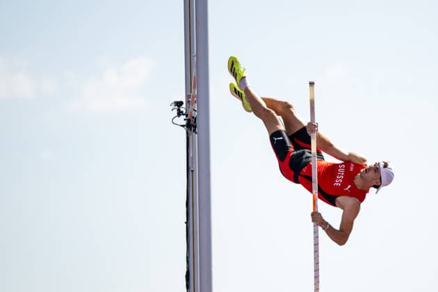 13.08.2026, GBR, Leichtathletik, Europameisterschaft 2026, Morgensession Tag 4, Birmingham Andrin Huber ( Schweiz ), Zehnkampf Herren, Stabhochsprung Birmingham Alexander Stadium England Großbritannien *** August 13, 2026, GBR, Track and Field, 2026 European Championships, Morning Session, Day 4, Birmingham; Andrin Huber, Switzerland, Men s Decathlon, Pole Vault, Birmingham Alexander Stadium, England, Great Britain Copyright: xNordphoto Memmlerx