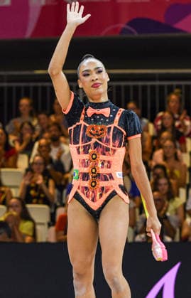 August 13, 2026, Frankfurt, Hesse, Germany: Brazilian gymnast GEOVANNA SANTOS competes in the 42nd Rhythmic gymnastics, Rhythmische Sportgymnastik, RSG World Championships qualifiers in the Festhalle in Frankfurt, Hesse, Germany on Thursday, August 13, 2026. 2026 Rhythmic Gymnastics World Championships Qualifying  - ZUMAd168 20260813_zsp_d168_042 Copyright: xKaixDambachx