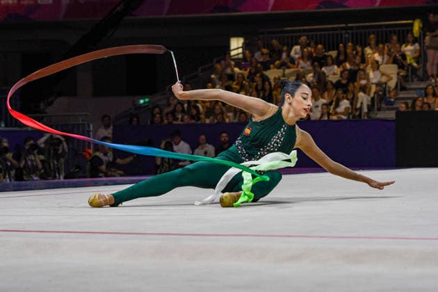 August 13, 2026, Frankfurt, Hesse, Germany: Spanish gymnast ALBA BAUTISTA competes in the 42nd Rhythmic gymnastics, Rhythmische Sportgymnastik, RSG World Championships qualifiers in the Festhalle in Frankfurt, Hesse, Germany on Thursday, August 13, 2026. 2026 Rhythmic Gymnastics World Championships Qualifying  - ZUMAd168 20260813_zsp_d168_043 Copyright: xKaixDambachx