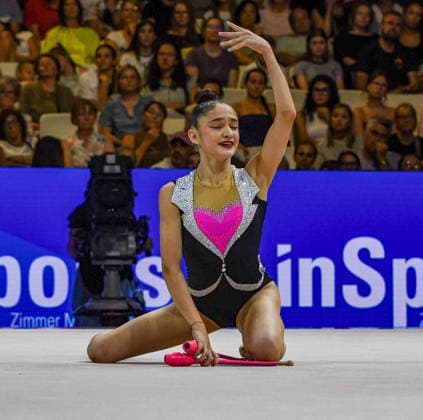 August 13, 2026, Frankfurt, Hesse, Germany: Azerbaijani gymnast FIDAN GURBANLI competes in the 42nd Rhythmic gymnastics, Rhythmische Sportgymnastik, RSG World Championships qualifiers in the Festhalle in Frankfurt, Hesse, Germany on Thursday, August 13, 2026. 2026 Rhythmic Gymnastics World Championships Qualifying  - ZUMAd168 20260813_zsp_d168_048 Copyright: xKaixDambachx