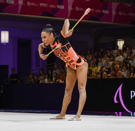 August 13, 2026, Frankfurt, Hesse, Germany: Brazilian gymnast GEOVANNA SANTOS competes in the 42nd Rhythmic gymnastics, Rhythmische Sportgymnastik, RSG World Championships qualifiers in the Festhalle in Frankfurt, Hesse, Germany on Thursday, August 13, 2026. 2026 Rhythmic Gymnastics World Championships Qualifying  - ZUMAd168 20260813_zsp_d168_049 Copyright: xKaixDambachx