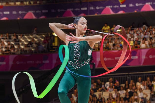 August 13, 2026, Frankfurt, Hesse, Germany: Spanish gymnast ALBA BAUTISTA competes in the 42nd Rhythmic gymnastics, Rhythmische Sportgymnastik, RSG World Championships qualifiers in the Festhalle in Frankfurt, Hesse, Germany on Thursday, August 13, 2026. 2026 Rhythmic Gymnastics World Championships Qualifying  - ZUMAd168 20260813_zsp_d168_050 Copyright: xKaixDambachx
