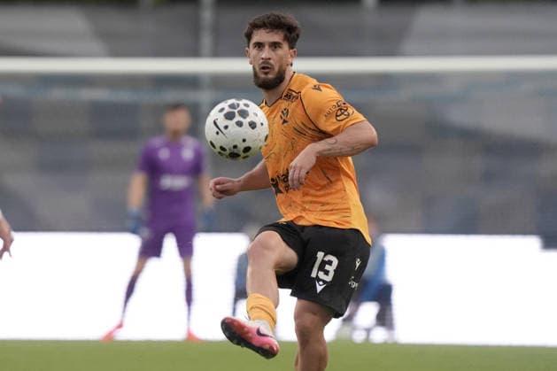 Richard Sedlacek of Jablonec in action during the UEFA Europa Conference League third qualifying round game between Latvia™s FK RFS and Czech Republic Jablonec FC teams in Riga, Latvia 13.08.2026. Riga Latvia Copyright: xRomanxKoksarovx RKV05011.JPG