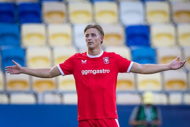 DAC DUNAJSKA STREDA - TWENTE Max Bruns of Twente during the second leg of third qualifying round of UEFA Conference league football match between DAC Dunajska Streda and Twente at the DAC Arena MOL Arena. Dunajska Streda, Slovakia, August 13, 2026. Photo by Branislav Racko Copyright: xx 080A7210