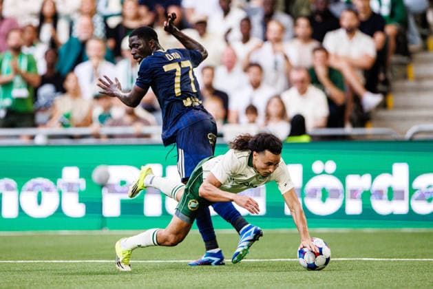 260813 Debohi Dieudonne Gaucho of Rakow and Amin Boudri of Hammarby during the UEFA Conference League qualifying football match between Hammarby and Rakow on August 13, 2026 in Stockholm. Photo: Kenta Jönsson BILDBYRAN COP 210 KJ0361 fotboll football soccer fotball uefa conference league conference league hammarby rakow bbeng *** August 13, 2026: Debohi Dieudonne Gaucho of Rakow and Amin Boudri of Hammarby during the UEFA Conference League qualifying soccer match between Hammarby and Rakow on August 13, 2026 in Stockholm. Photo by Kenta Jönsson, BILDBYRAN COP 210 KJ0361 soccer football fotball UEFA Conference League Conference League Hammarby Rakow bbeng  Copyright: KENTAxJÖNSSON BB260813KJ022