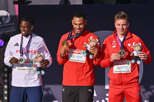 2026.08.13 Birmingham Lekkoatletyka Mistrzostwa Europy N z Just Kwaou-Mathey Jason Joseph Jakub Szymanski ceremonia dekoracji Foto Michal Laudy PressFocus 2026.08.13 Birmingham Athletics European Athletics Championships Just Kwaou-Mathey Jason Joseph Jakub Szymanski medal ceremony Credit: Michal Laudy PressFocus NEWSPIX.PL --- newspix.pl 