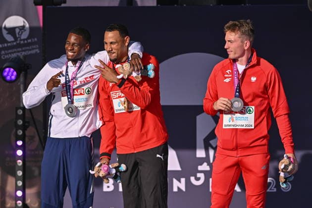 2026.08.13 Birmingham Lekkoatletyka Mistrzostwa Europy N z Just Kwaou-Mathey Jason Joseph Jakub Szymanski ceremonia dekoracji Foto Michal Laudy PressFocus 2026.08.13 Birmingham Athletics European Athletics Championships Just Kwaou-Mathey Jason Joseph Jakub Szymanski medal ceremony Credit: Michal Laudy PressFocus NEWSPIX.PL --- newspix.pl 
