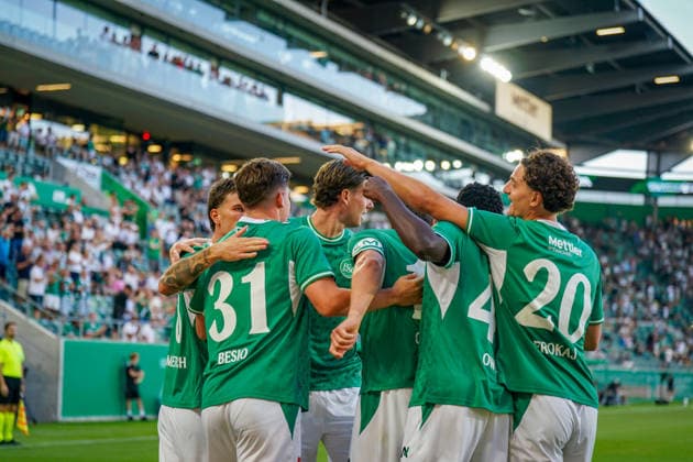 Fussball: Schweiz: UEFA Conference League 2026 27, Qualifikation, 3. Runde, Rückspiel, 13.08.2026 - FC St. Gallen 1879 (Schweiz) vs. Sheriff Tiraspol (Republik Moldau) - Berit Sitterstadion (St. Gallen): Tor und Torjubel zum 1:0 durch Diego Besio (St. Gallen, 31) Freude, Emotionen, Jubel *** Soccer Switzerland UEFA Conference League 2026–27, Qualifying Round, Round 3, Second Leg, August 13, 2026, FC St. Gallen 1879 (Switzerland) vs. Sheriff Tiraspol (Republic of Moldova), Berit Sitter Stadium, St. Gallen, Goal and celebration of the 1–0 score by Diego Besio (St. Gallen), 31, Joy, Emotions, Cheering Copyright: xJOERANxSTEINSIEKx