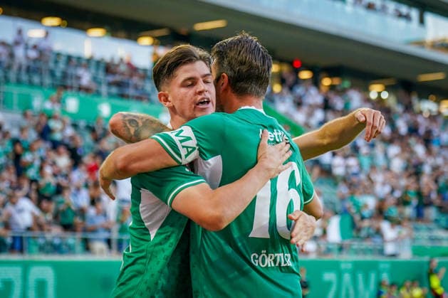 Fussball: Schweiz: UEFA Conference League 2026 27, Qualifikation, 3. Runde, Rückspiel, 13.08.2026 - FC St. Gallen 1879 (Schweiz) vs. Sheriff Tiraspol (Republik Moldau) - Berit Sitterstadion (St. Gallen): Tor und Torjubel zum 1:0 durch Diego Besio (St. Gallen, 31) Freude, Emotionen, Jubel *** Soccer Switzerland UEFA Conference League 2026–27, Qualifying Round, Round 3, Second Leg, August 13, 2026, FC St. Gallen 1879 (Switzerland) vs. Sheriff Tiraspol (Republic of Moldova), Berit Sitter Stadium, St. Gallen, Goal and celebration of the 1–0 score by Diego Besio (St. Gallen), 31, Joy, Emotions, Cheering Copyright: xJOERANxSTEINSIEKx