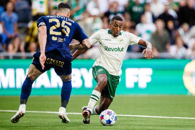 260813 Bogdan Racovitan of Rakow and Paulos Abraham of Hammarby during the UEFA Conference League qualifying football match between Hammarby and Rakow on August 13, 2026 in Stockholm. Photo: Kenta Jönsson BILDBYRAN COP 210 KJ0361 fotboll football soccer fotball uefa conference league conference league hammarby rakow bbeng *** August 13, 2026: Bogdan Racovitan of Rakow and Paulos Abraham of Hammarby during the UEFA Conference League qualifying soccer match between Hammarby and Rakow on August 13, 2026 in Stockholm. Photo by Kenta Jönsson, BILDBYRAN COP 210 KJ0361. soccer, football, UEFA Conference League, Hammarby, Rakow, bbeng  Copyright: KENTAxJÖNSSON BB260813KJ039