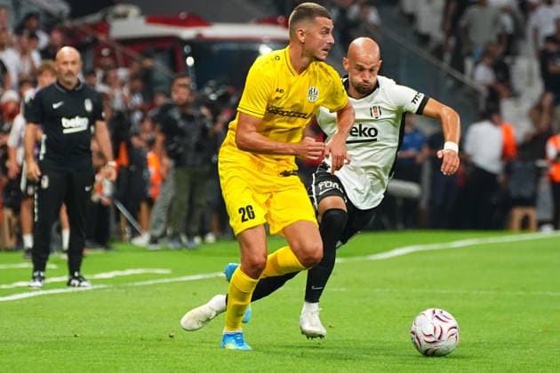 ISTANBUL, TURKEY - AUGUST 13: Vaclav Cerny (R) of Besiktas and Daniel Horak (26) of Hradec Kralove during the UEFA Europa League 2026 27 third qualifying round second leg match between Besiktas JK and Hradec Kralove at Besiktas Park on August 13, 2026 in Istanbul, Turkey. Istanbul Besiktas Turkey Copyright: xSeskimphotox Besiktas-Hradec-1308 (26)