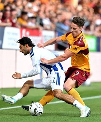 Jake Girdwood-Reich of Motherwell and Pyry Mentu of HJK Helsinki Motherwell v HJK Helsinki, UEFA Conference League, 3rd Qualifying Round, Second Leg, Football, Fir Park, Motherwell, Scotland, UK - 13 Aug 2026Motherwell Fir Park Scotland United Kingdom  Copyright: xMarkxRunnacles Shutterstockx 17069362r
