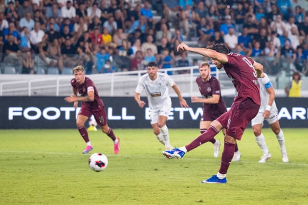 SOCCER - UEFA EL, Pafos vs RBS LIMASSOL,CYPRUS,13.AUG.26 - SOCCER - UEFA Europa League, qualification, Pafos FC vs Red Bull Salzburg. Image shows Haris Tabakovic (RBS).  GEPAxpictures xXenophonxKarakalos