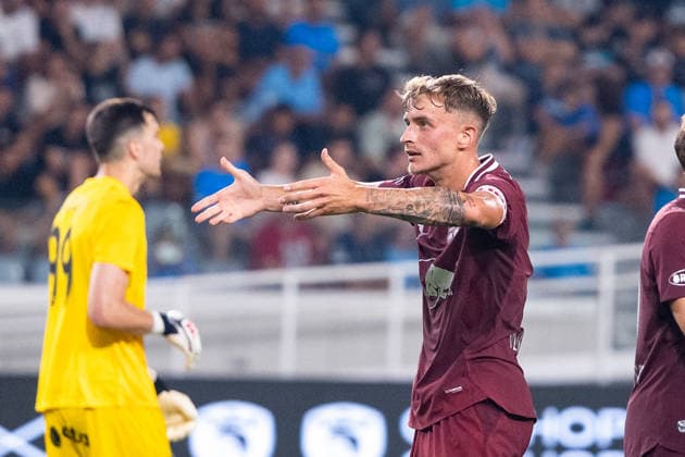 SOCCER - UEFA EL, Pafos vs RBS LIMASSOL,CYPRUS,13.AUG.26 - SOCCER - UEFA Europa League, qualification, Pafos FC vs Red Bull Salzburg. Image shows Nikolas Veratschnig (RBS).  GEPAxpictures xXenophonxKarakalos