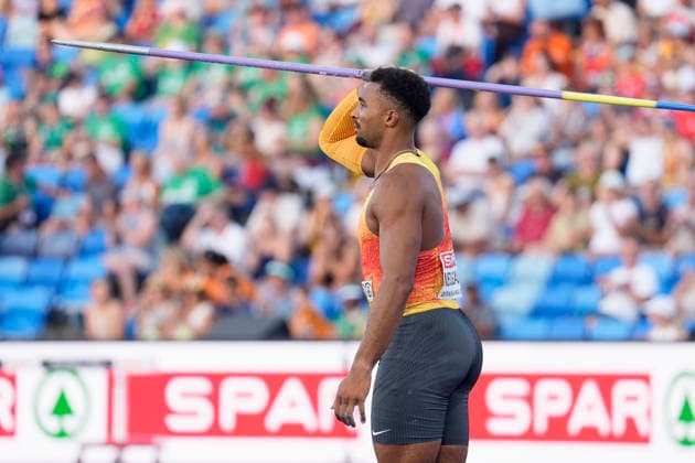 BIRMINGHAM, GREAT BRITAIN - AUGUST 13, 2026 : Leo NEUGEBAUER (GER Germany) competing in the javelin throw in the decathlon during the European Athletics Championships at Alexander Stadium on August 13, 2026 in Birmingham, Great Britain. Great Britain Copyright: xLeahxKohringx