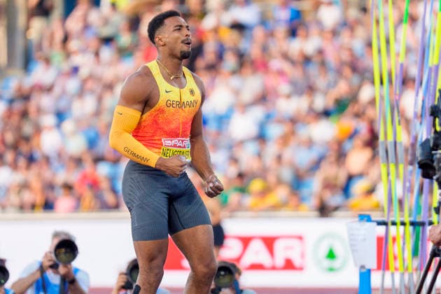 BIRMINGHAM, GREAT BRITAIN - AUGUST 13, 2026 : Leo NEUGEBAUER (GER Germany) competing in the javelin throw in the decathlon during the European Athletics Championships at Alexander Stadium on August 13, 2026 in Birmingham, Great Britain. Great Britain Copyright: xLeahxKohringx