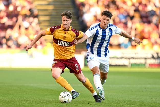 Jake Girdwood-Reich of Motherwell and Mads Borchers of HJK Helsinki Motherwell v HJK Helsinki, UEFA Conference League, 3rd Qualifying Round, Second Leg, Football, Fir Park, Motherwell, Scotland, UK - 13 Aug 2026Motherwell Fir Park Scotland United Kingdom  Copyright: xMarkxRunnacles Shutterstockx 17069362af
