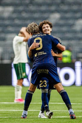 260813 Patryk Makuch and Karol Struski of Rakow celebrate after the UEFA Conference League qualifying football match between Hammarby and Rakow on August 13, 2026 in Stockholm. Photo: Kenta Jönsson BILDBYRAN COP 210 KJ0361 fotboll football soccer fotball uefa conference league conference league hammarby rakow bbeng jubel *** August 13, 2026: Patryk Makuch and Karol Struski of Rakow celebrate after the UEFA Conference League qualifying soccer match between Hammarby and Rakow on August 13, 2026 in Stockholm. Photo by Kenta Jönsson, BILDBYRAN COP 210 KJ0361: soccer, football, UEFA Conference League, Hammarby, Rakow, BBENG, celebration  Copyright: KENTAxJÖNSSON BB260813KJ043