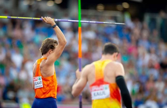 BIRMINGHAM - Jeff Tesselaar in action in the javelin throw of the decathlon during the fourth day of the European Athletics Championships. IRIS VAN DEN BROEK ANP xVIxANPxSportx xxANPxIVx 565406741 originalFilename: 565406741.jpg
