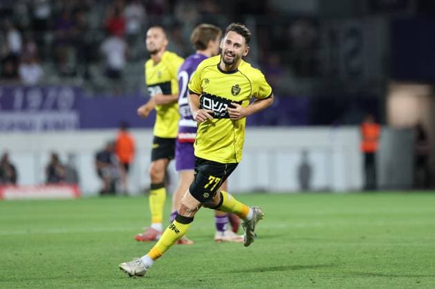 13.August.2026 - SOCCER - 2026 27 UEFA Conference League, Third Qualifying Round, 2nd Leg, FK Austria Wien vs Beitar Jerusalem Omer Atzili (Beitar Jerusalem) celebrates his team s first goal Vienna Franz-Horr-Stadion (Generali-Arena) Vienna Austria Copyright: xYigitxOermex xPsxImagesxYigitxOermex xPsxImagesx