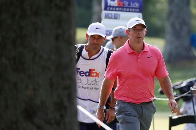 MEMPHIS, TN - AUGUST 13: Rory Mcllroy of Northern Ireland walks off the No. 1 green during the first round of the FedEx St. Jude Championship, August 13, 2026, at TPC Southwind in Memphis, Tennessee. (Photo by Matthew Maxey Icon Sportswire) GOLF: AUG 13 PGA, Golf Herren FedEx St. Jude Championship EDITORIAL USE ONLY Icon260813002