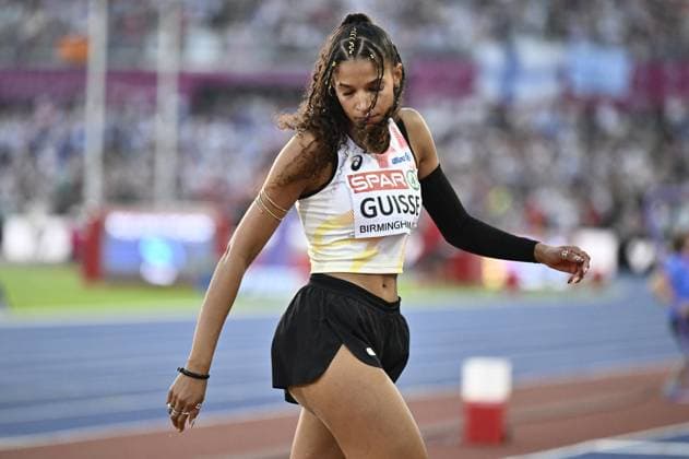 Belgian Saliyya Guisse pictured in action during the women s triple jump event on the fourth day of the European Athletics Championships (August 10-18) in Birmingham, United Kingdom, on Thursday 13 August 2026. ERICxLALMAND  x183318231x