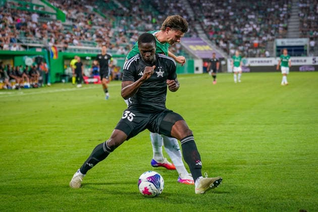Fussball: Schweiz: UEFA Conference League 2026 27, Qualifikation, 3. Runde, Rückspiel, 13.08.2026 - FC St. Gallen 1879 (Schweiz) vs. Sheriff Tiraspol (Republik Moldau) - Berit Sitterstadion (St. Gallen): Bourama Fomba (Sheriff Tiraspol, 35) *** Swiss Soccer UEFA Conference League 2026–27, Qualifying Round 3, Second Leg, August 13, 2026 FC St. Gallen 1879 (Switzerland) vs. Sheriff Tiraspol (Republic of Moldova) Berit Sitter Stadium, St. Gallen Bourama Fomba, Sheriff Tiraspol, 35 Copyright: xJOERANxSTEINSIEKx