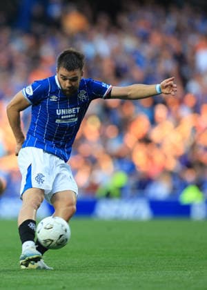 Rangers v Jagiellonia BiaÅ‚ystok UEFA Europa League Nicolas Raskin of Rangers shoots at goal during the UEFA Europa League Third Qualifying Round Second Leg match at Ibrox Stadium, Glasgow 13 08 2026 UK Newspapers OUT Copyright: xFredxPalmerx FIL-23767-0056